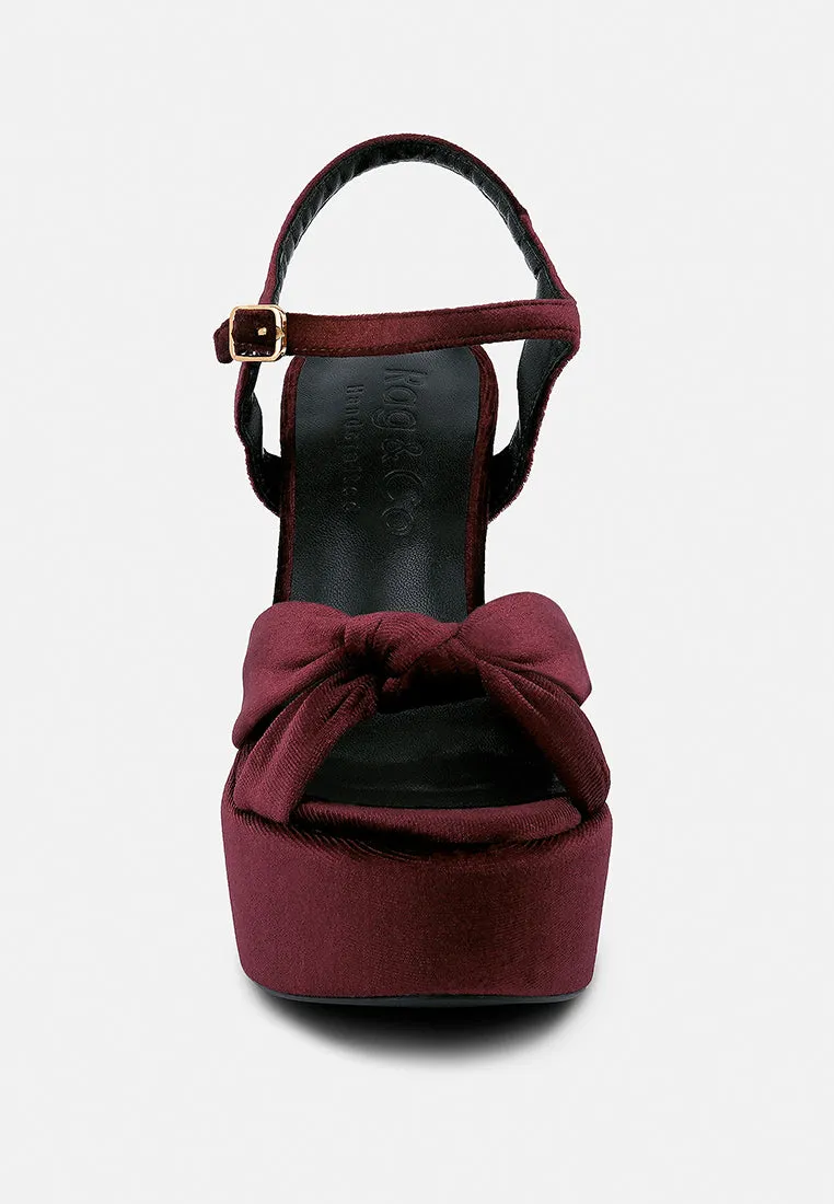 LIDDEL Burgundy Platform Heel Sandals