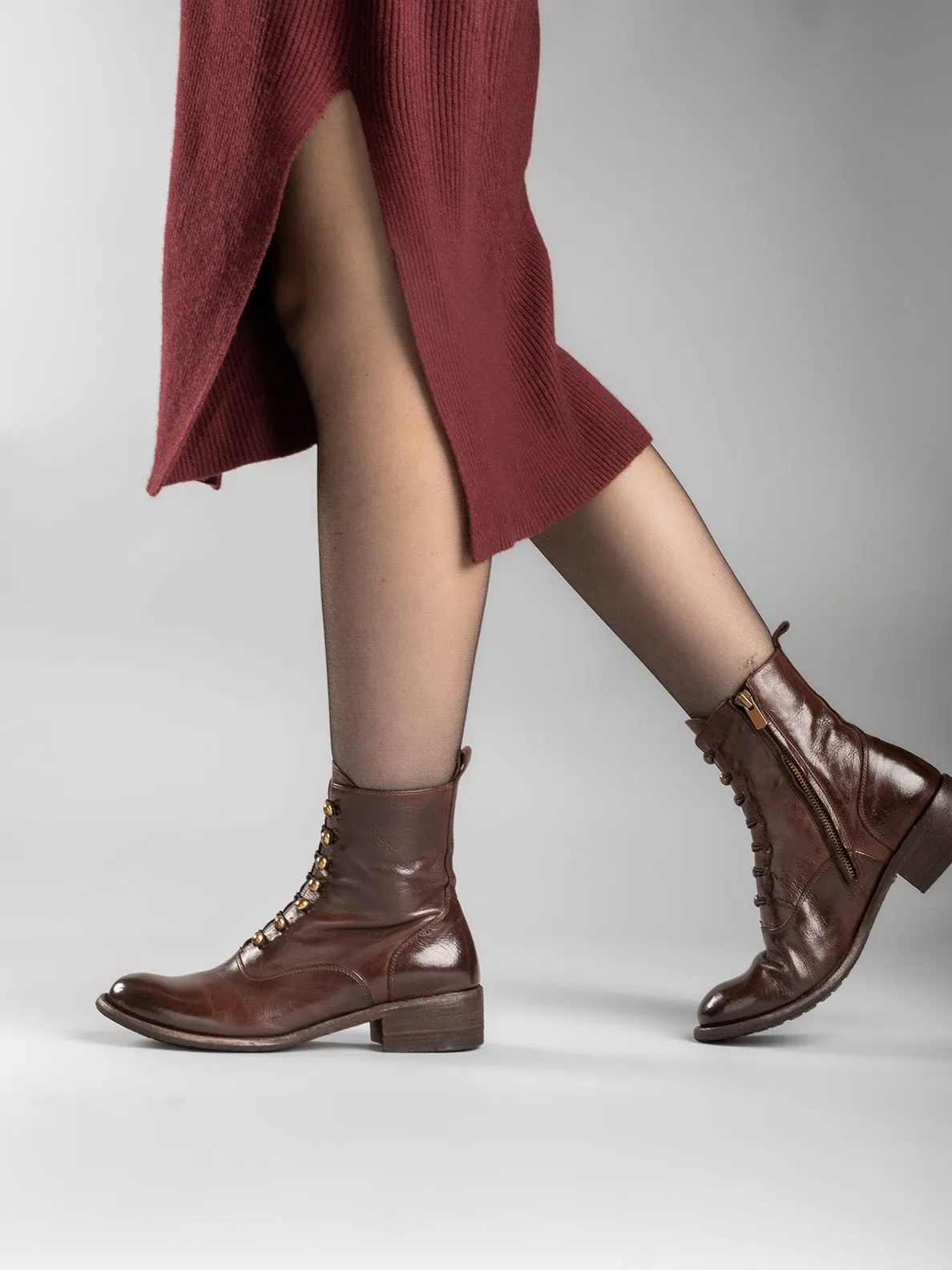 LISON 036 - Brown Leather Booties