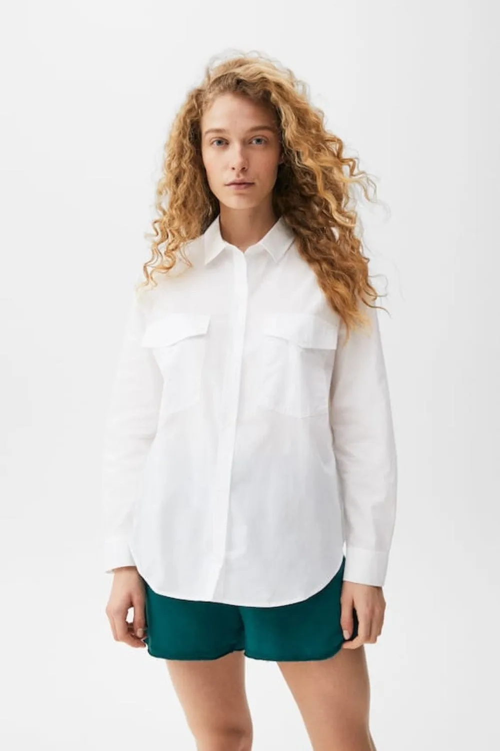 Long Sleeve Poplin Shirt With Pockets