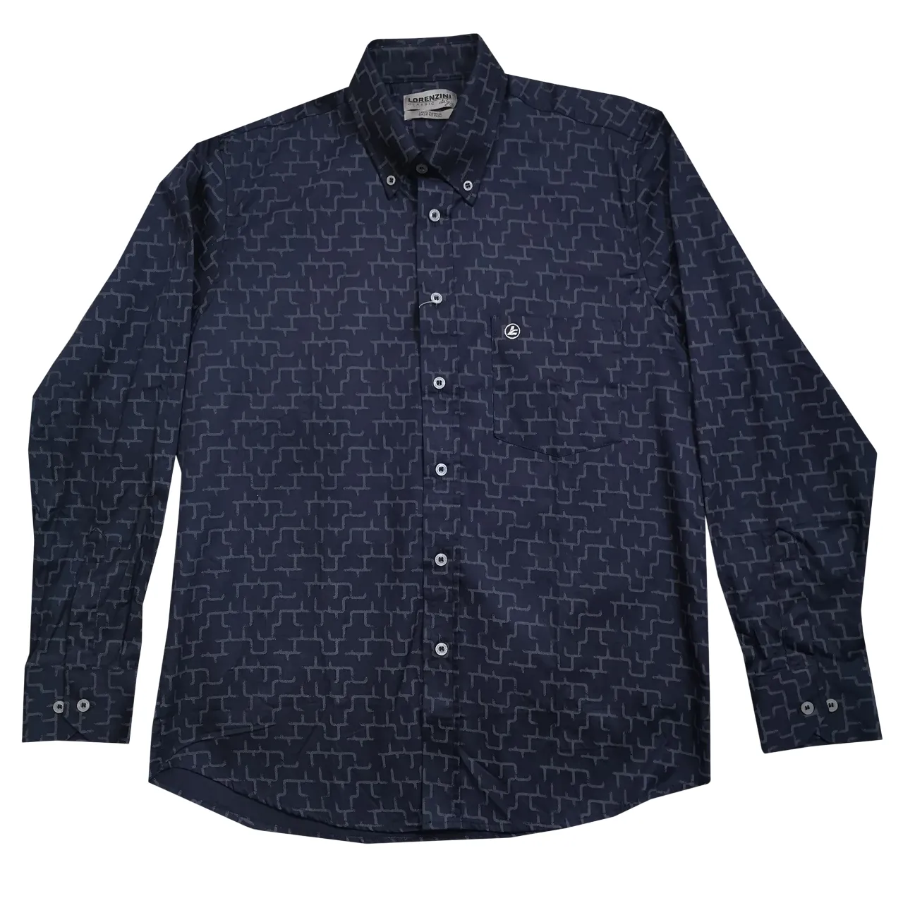 Lorenzini LS Navy Blue Pattern Shirt