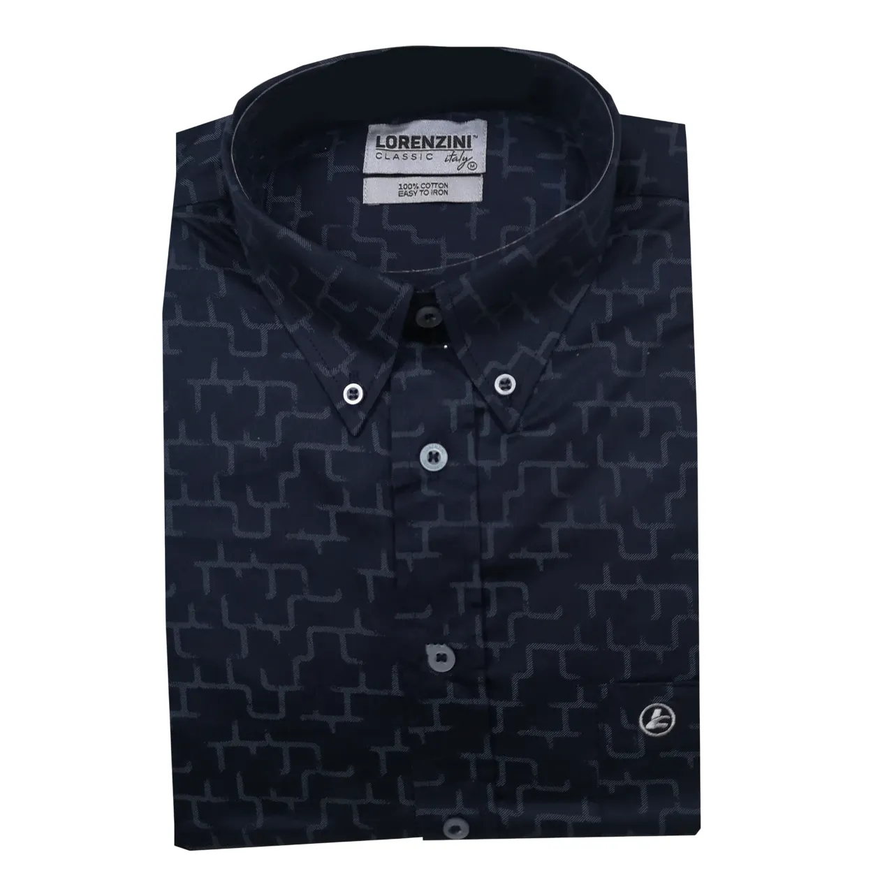 Lorenzini LS Navy Blue Pattern Shirt