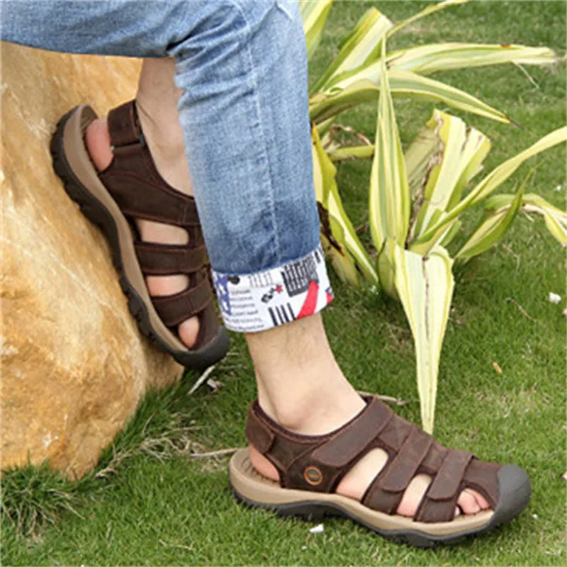 Men's Genuine Leather Soft Bottom Outdoor Casual Sandals