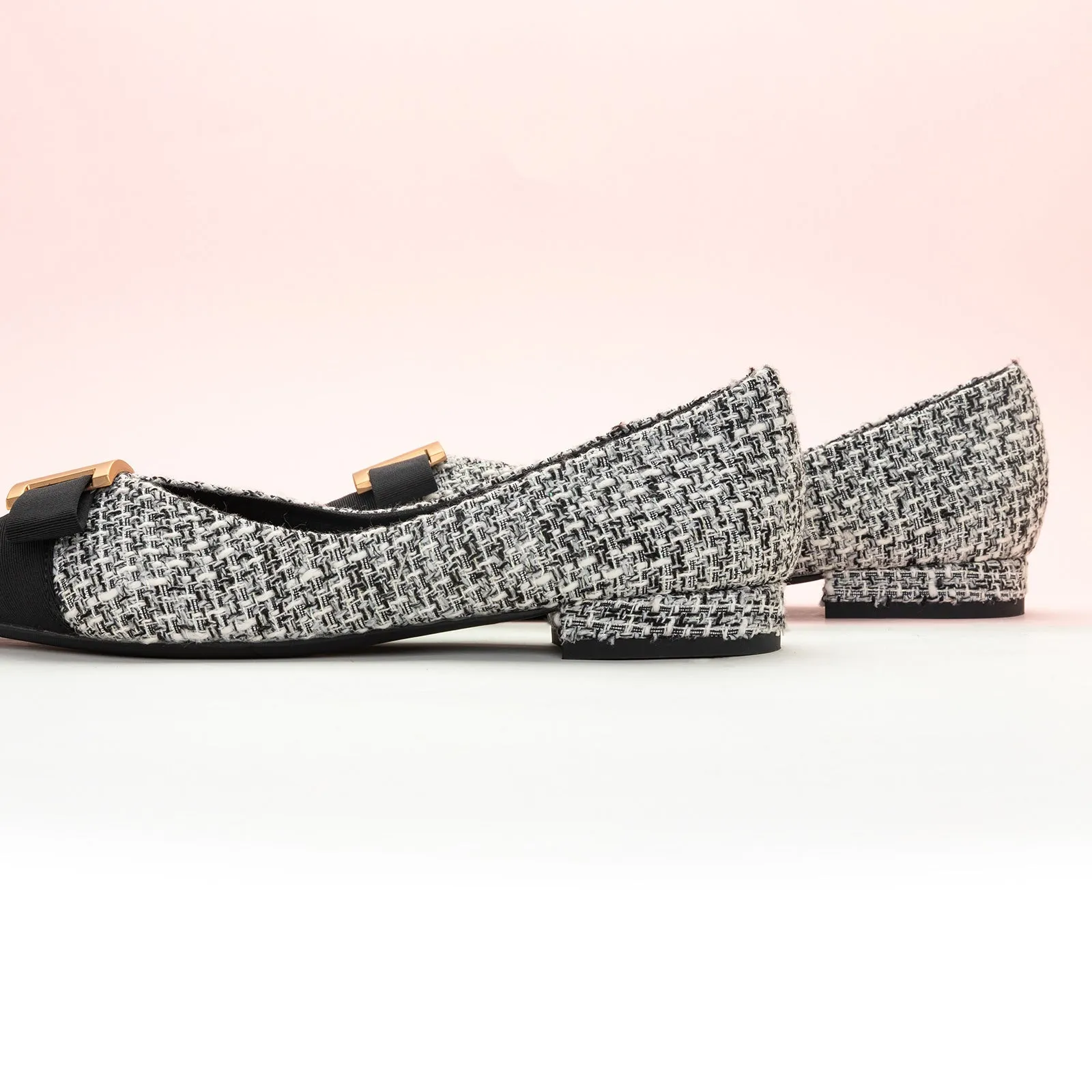 Metal Tie Tweed Flats (Aida)