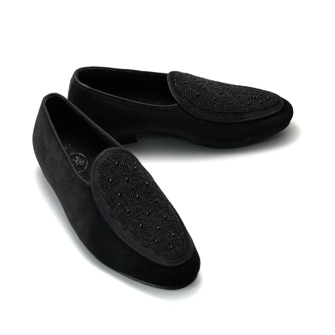 Monkstory Hand-Beaded Slip-ons - Black