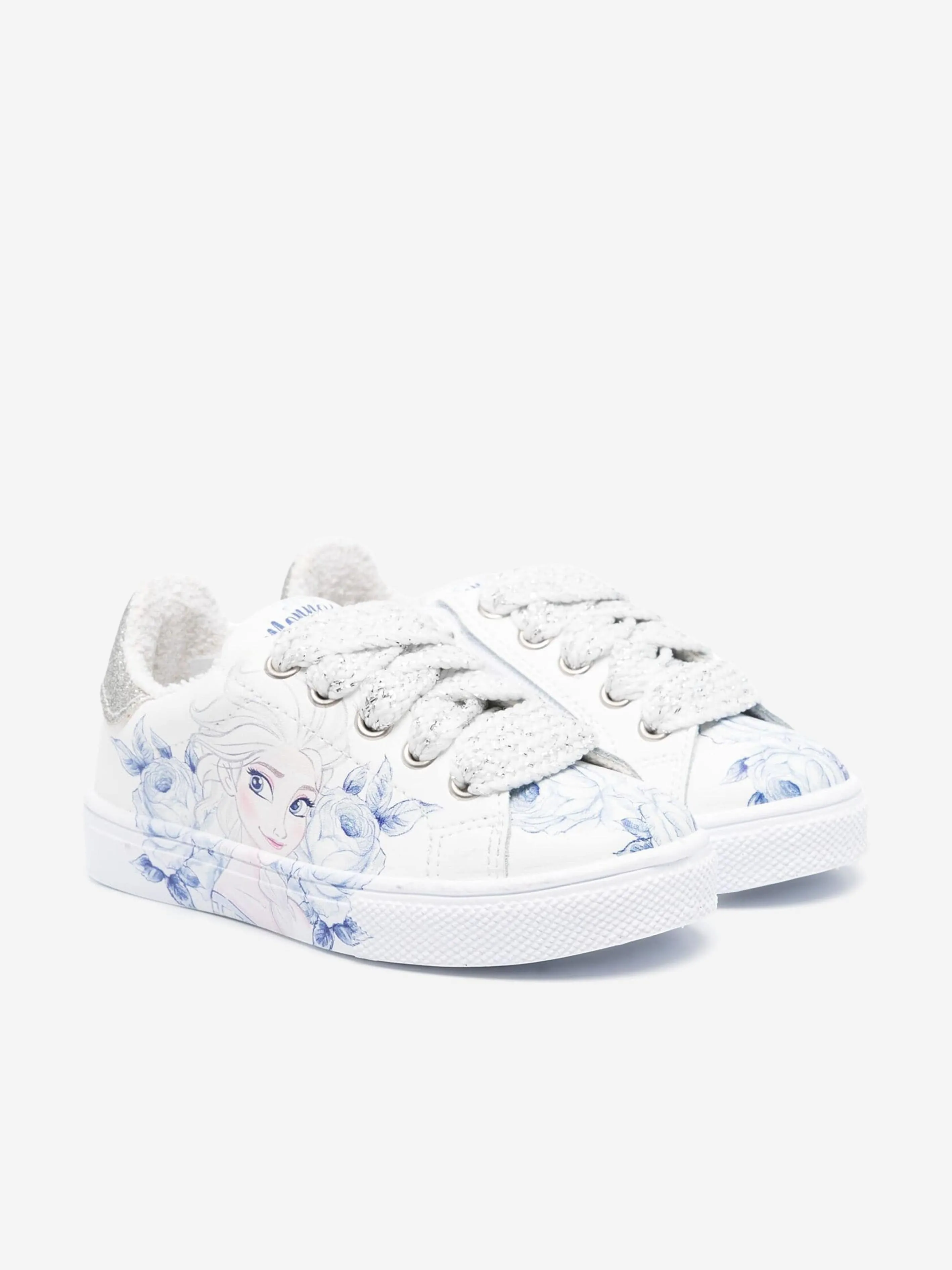 Monnalisa Girls Leather Frozen Trainers in White