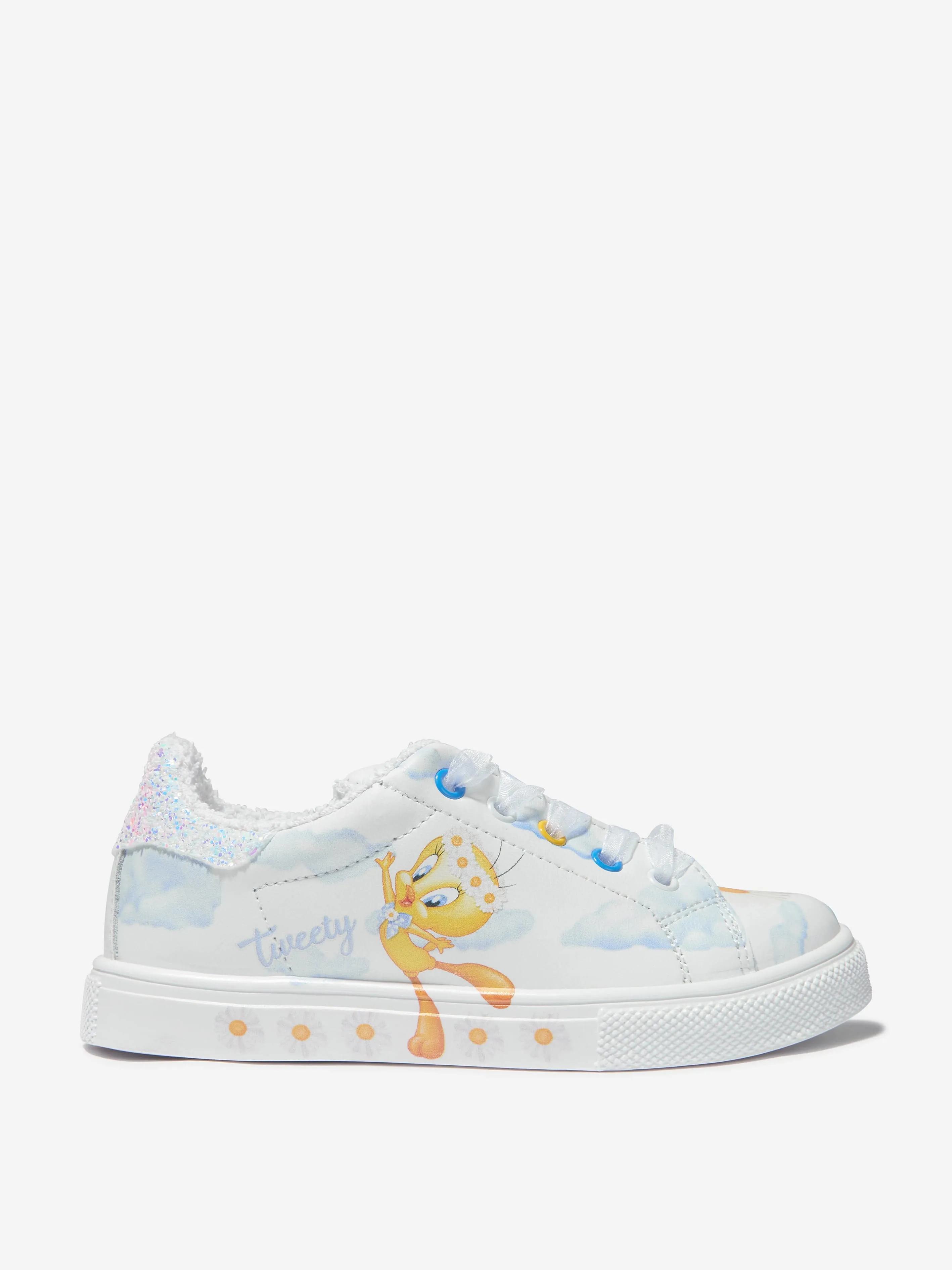 Monnalisa Girls Leather Lace Up Tweety Trainers