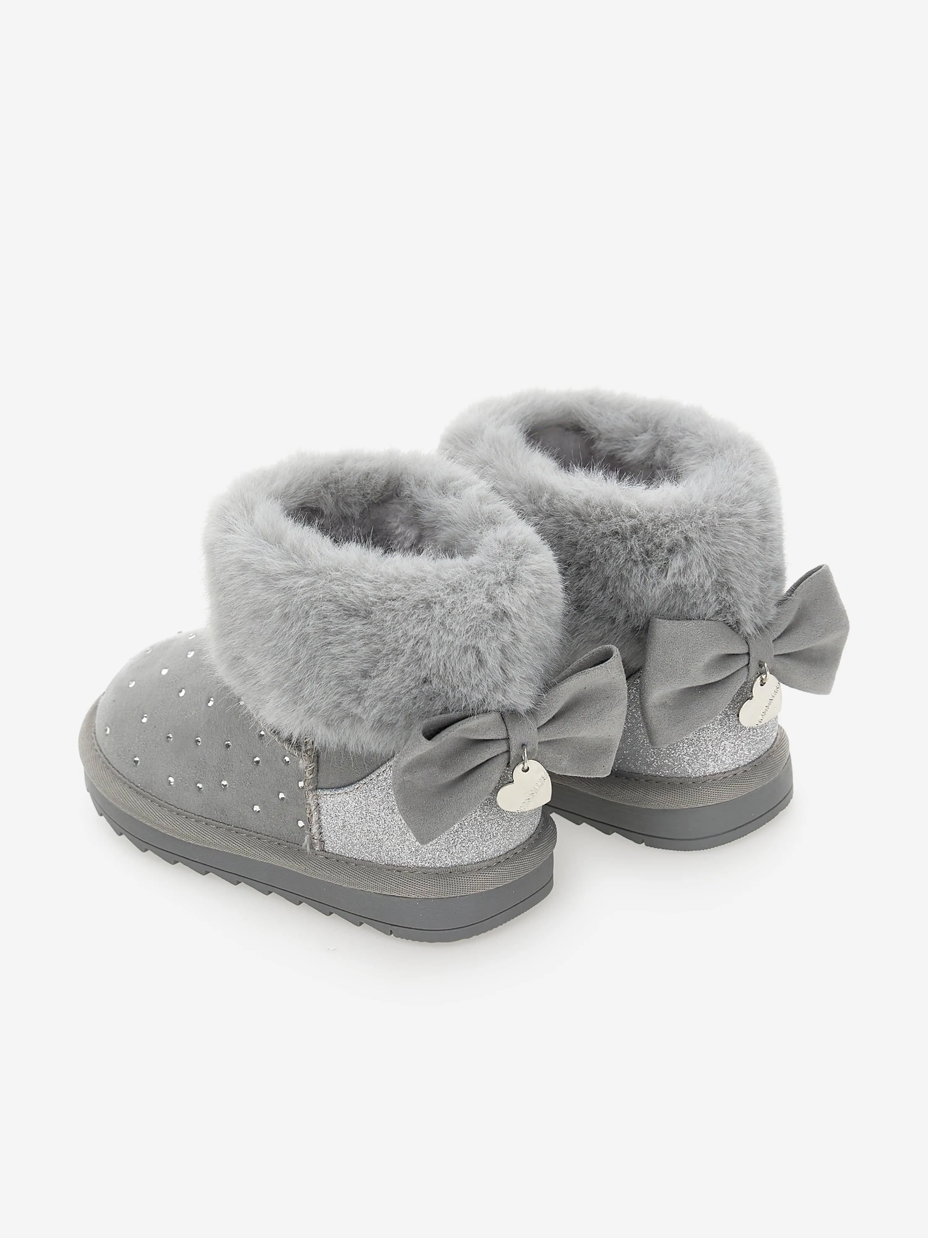 Monnalisa Girls Suede Rhinstone Boots in Grey