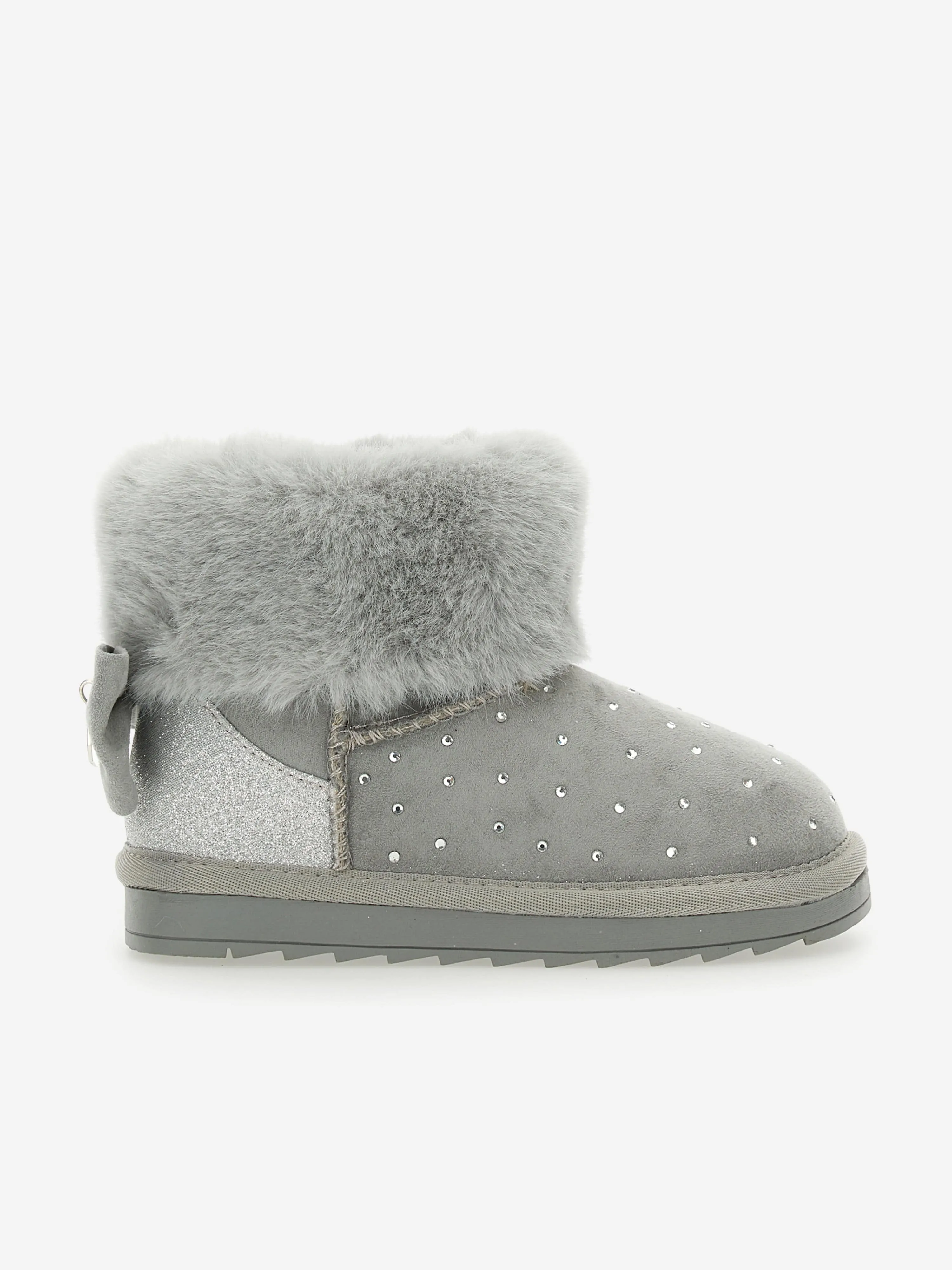 Monnalisa Girls Suede Rhinstone Boots in Grey