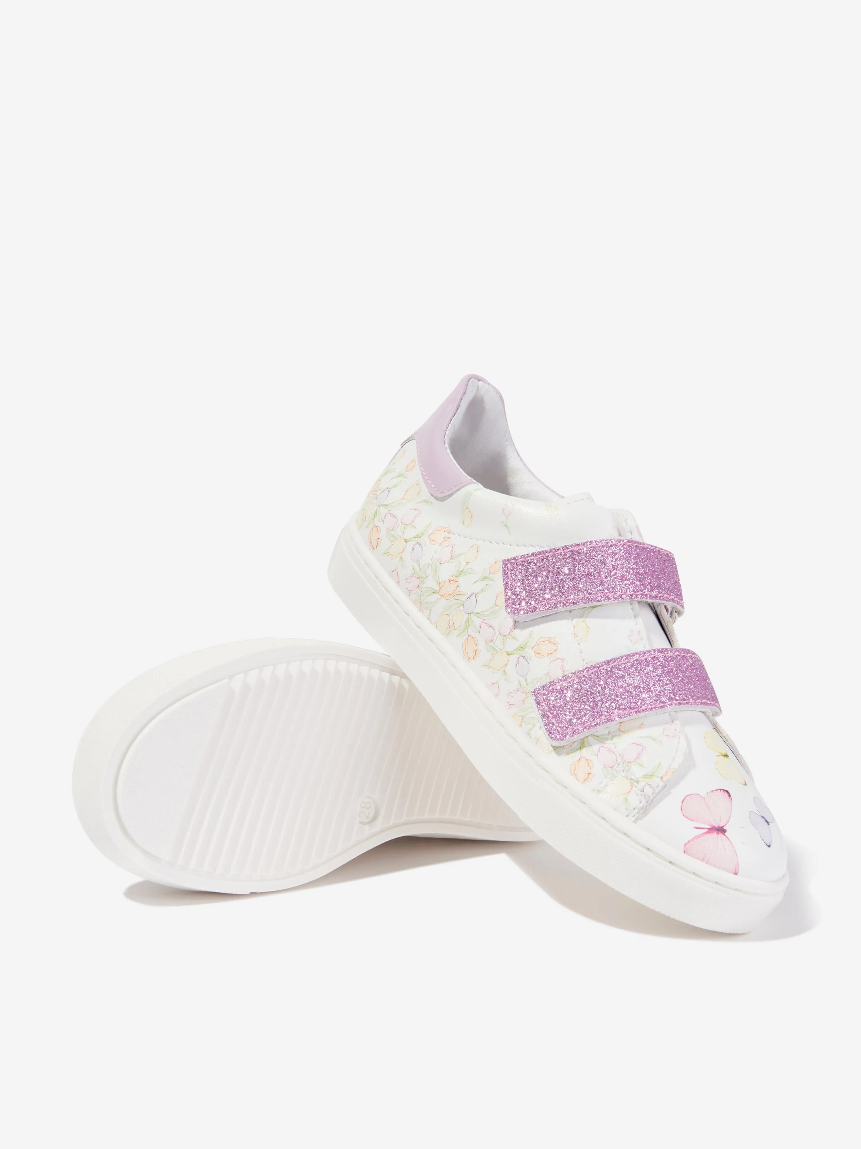 Monnalisa Girls Tulip Velcro Strap Trainers In White