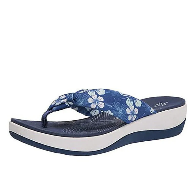 OCW Women Wide Width Sandals Floral Canvas Thongs Stylish Summer Footwear