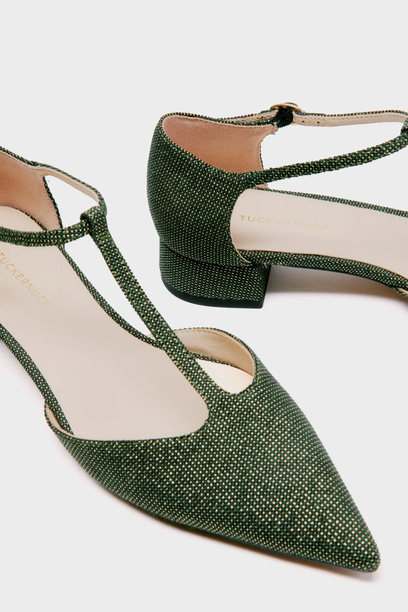 Olive Lurex Jacquard Collins Flats