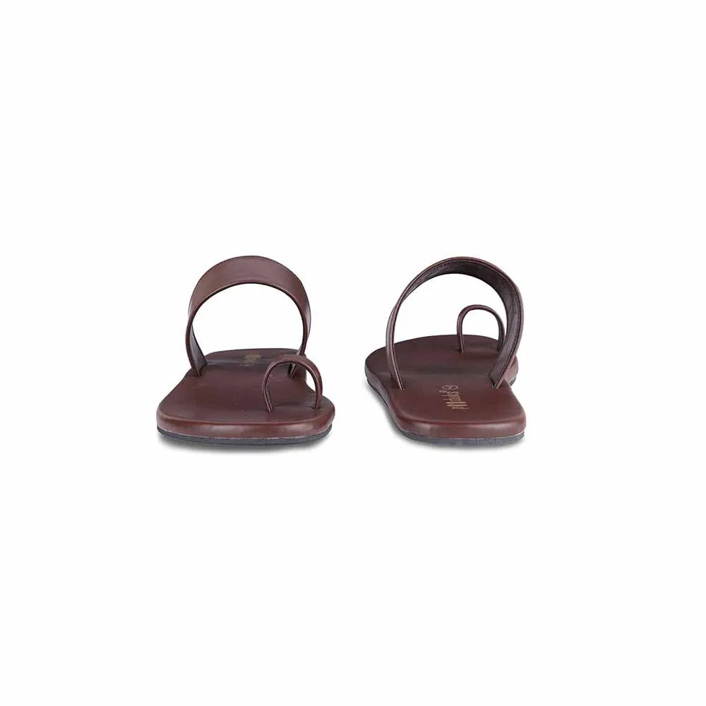 Paaduks Vaana Toe-Ring Vegan Leather Slides for Men (Dark Brown)