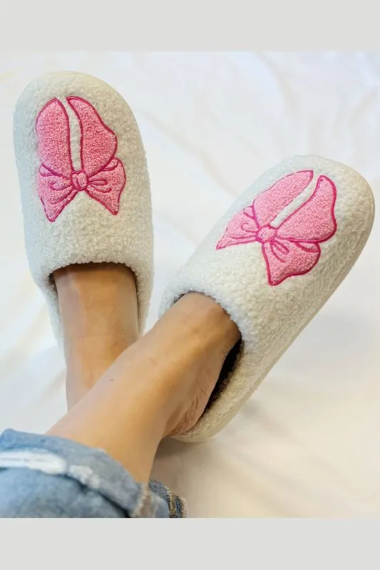 Pink Lounge Bow Cozy Slippers