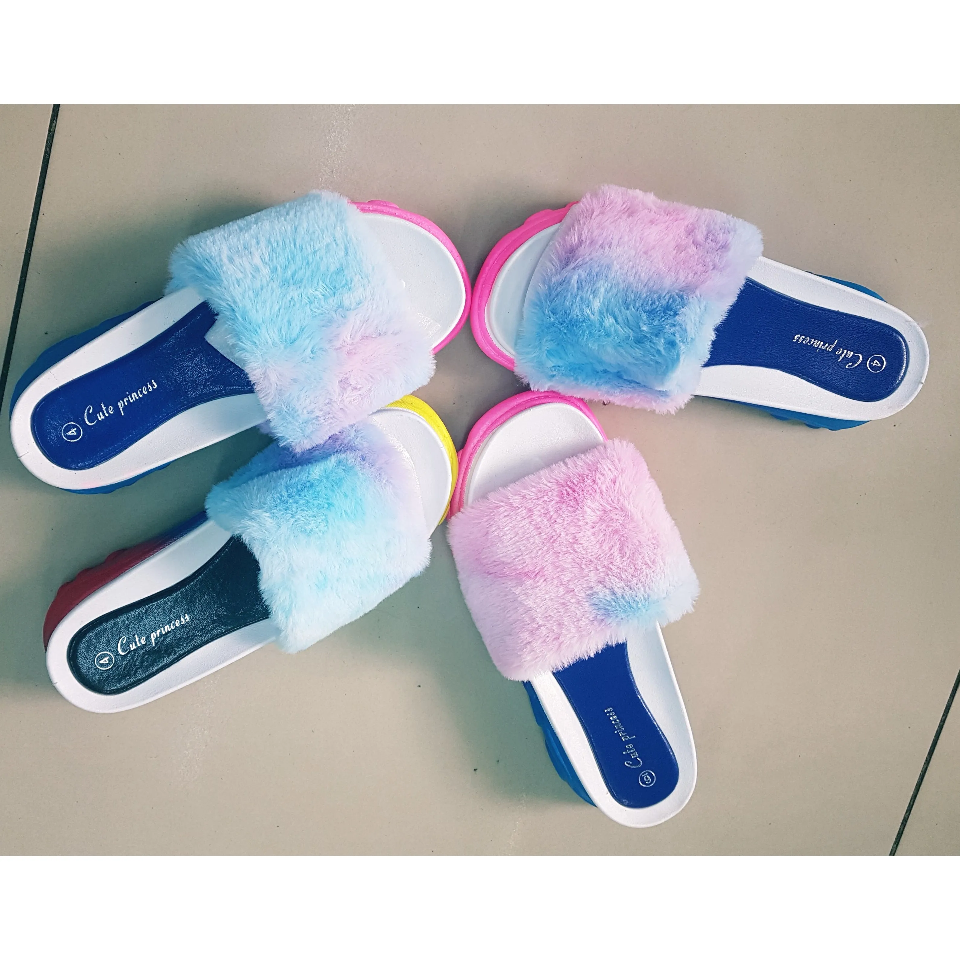 Rainbow Plush Women Fur Slippers