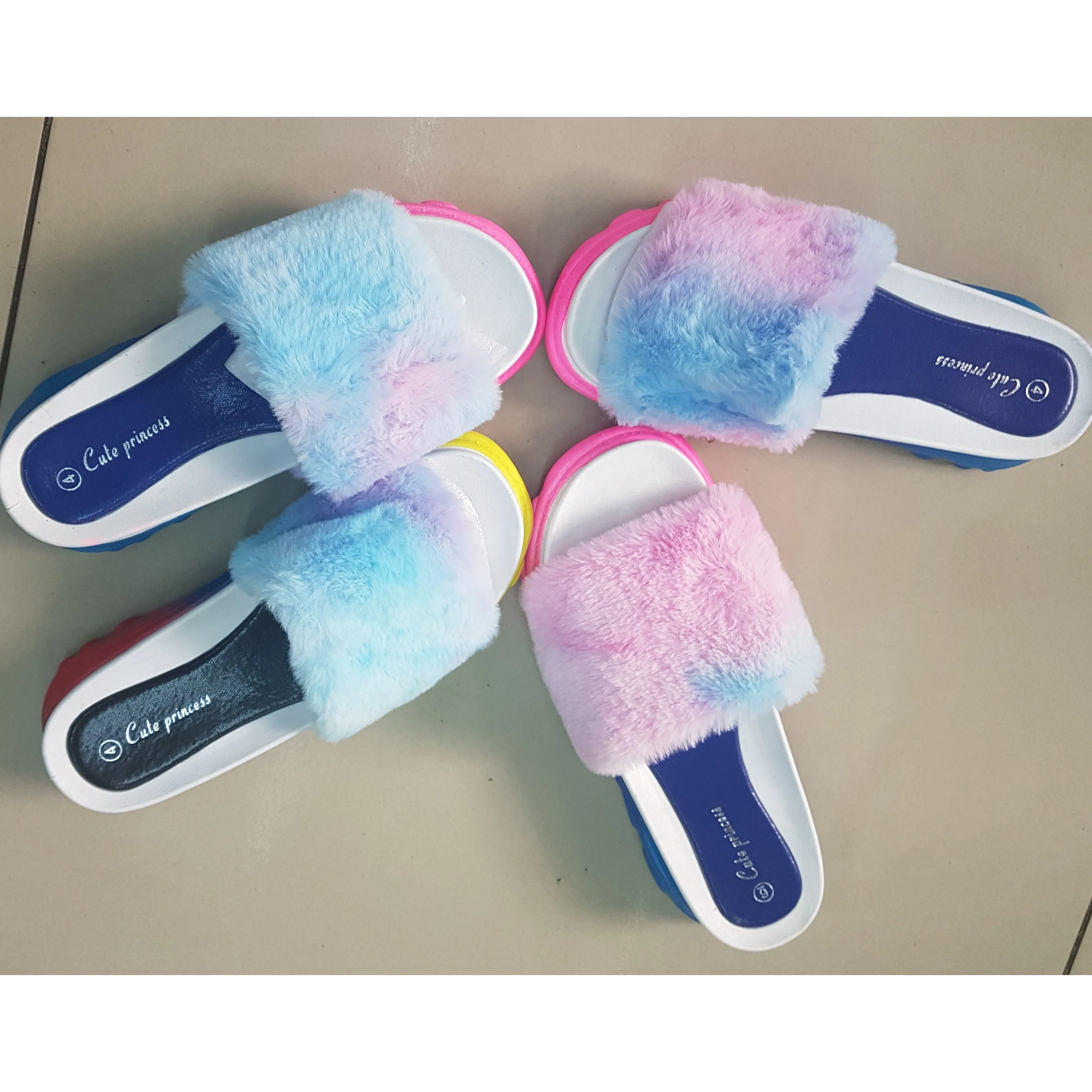 Rainbow Plush Women Fur Slippers