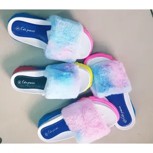 Rainbow Plush Women Fur Slippers