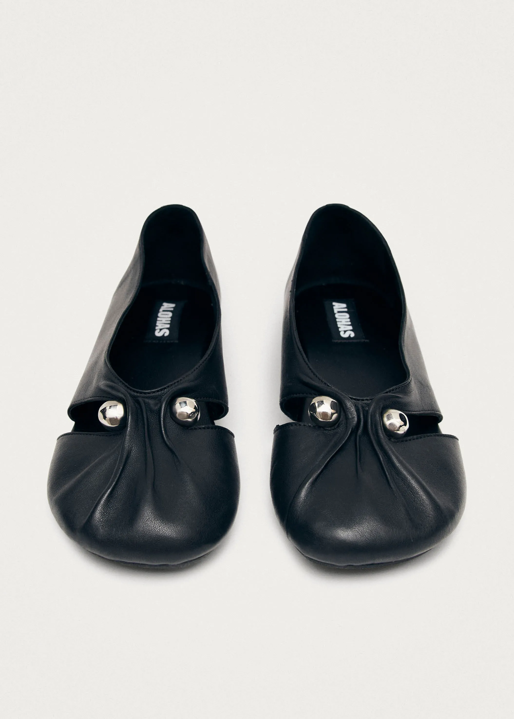 Ravena Black Leather Ballet Flats