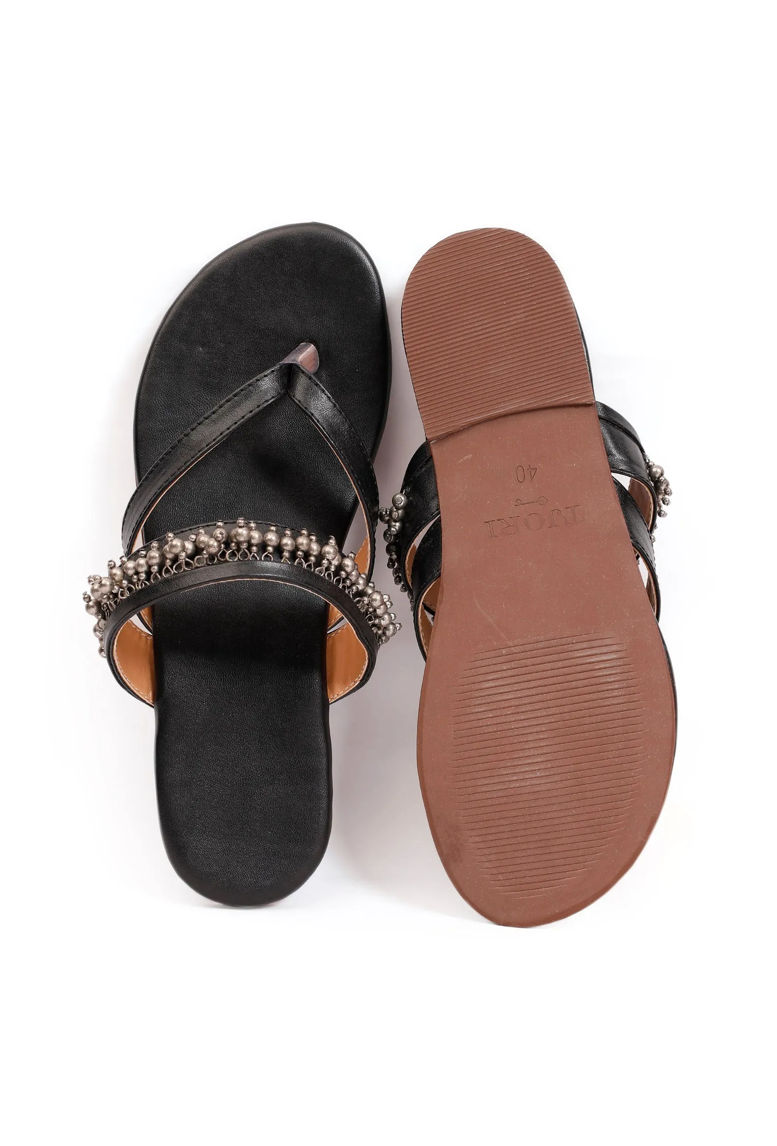 Razia Black Ghungroo Strap Flats