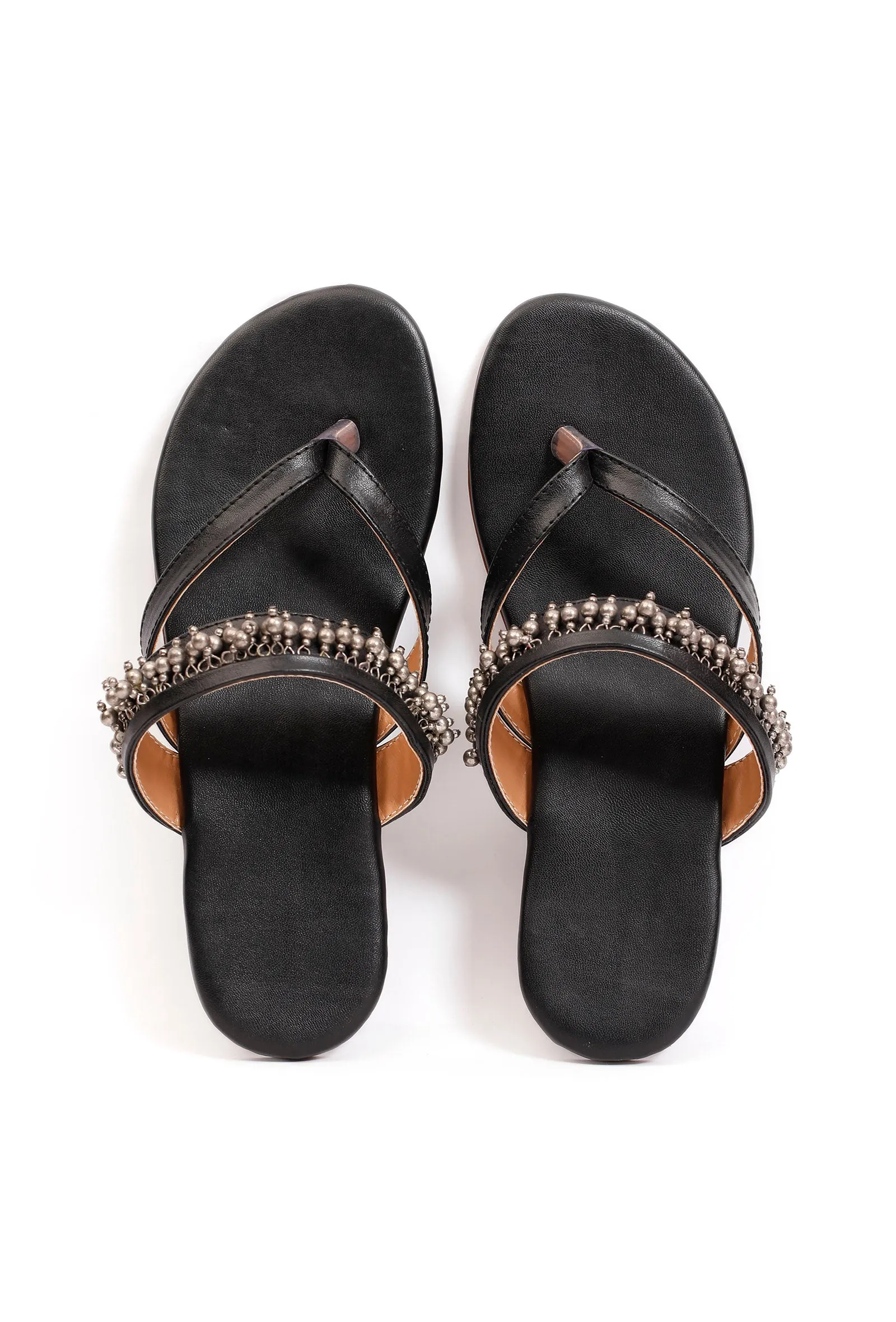 Razia Black Ghungroo Strap Flats