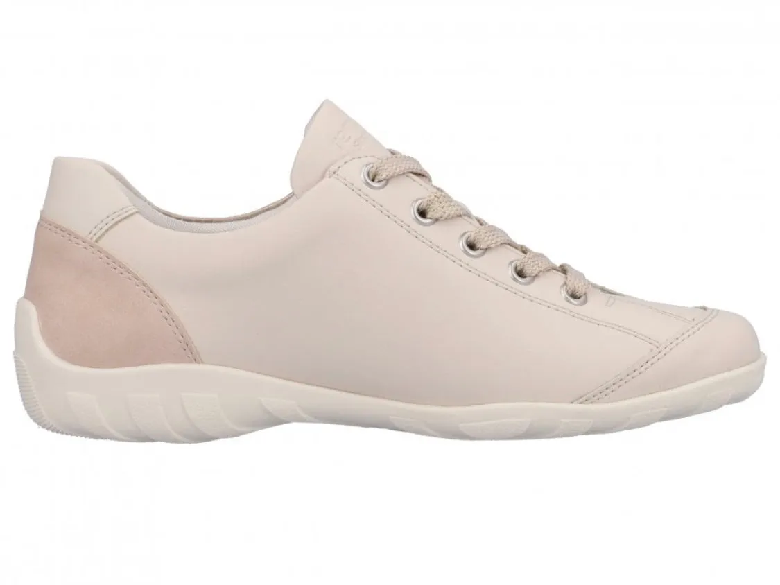 Remonte R3410-60 Manila Porcelain Combination Leather Lace-Up Trainers