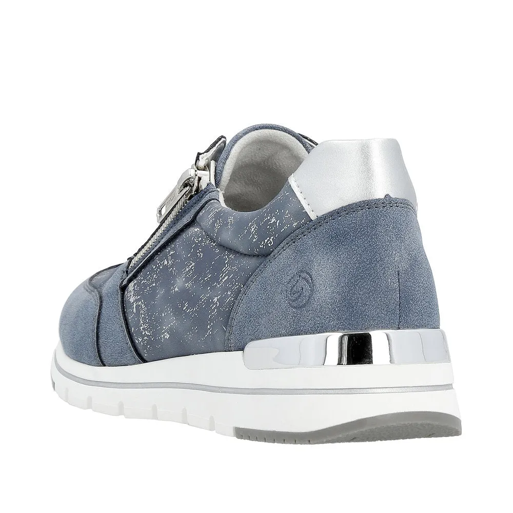 Remonte R6700-13 Ladies Denim Blue Textile Zip & Lace Shoes