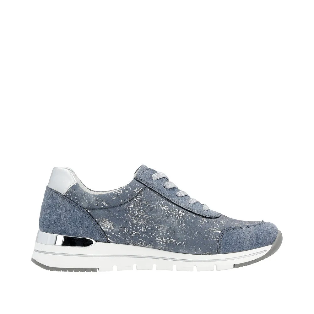 Remonte R6700-13 Ladies Denim Blue Textile Zip & Lace Shoes