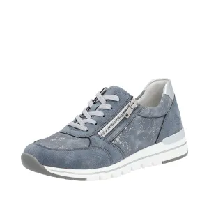 Remonte R6700-13 Ladies Denim Blue Textile Zip & Lace Shoes