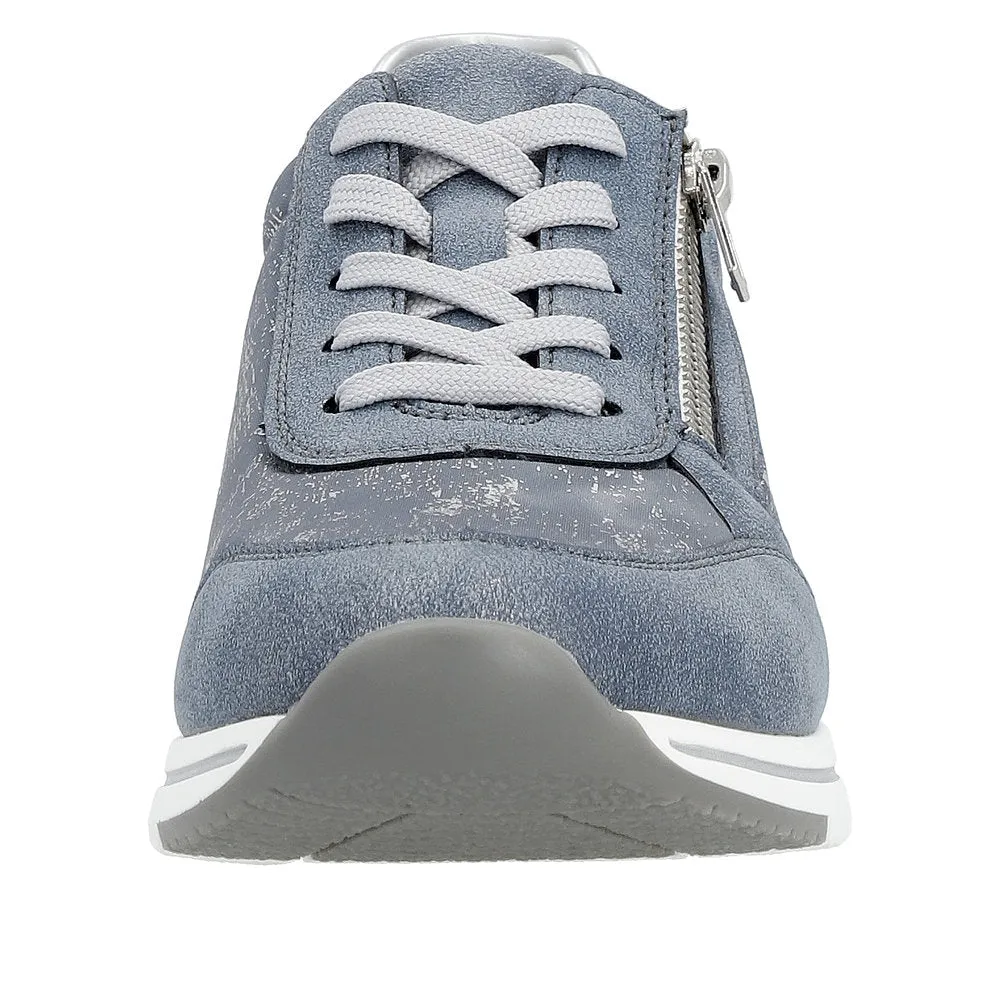 Remonte R6700-13 Ladies Denim Blue Textile Zip & Lace Shoes