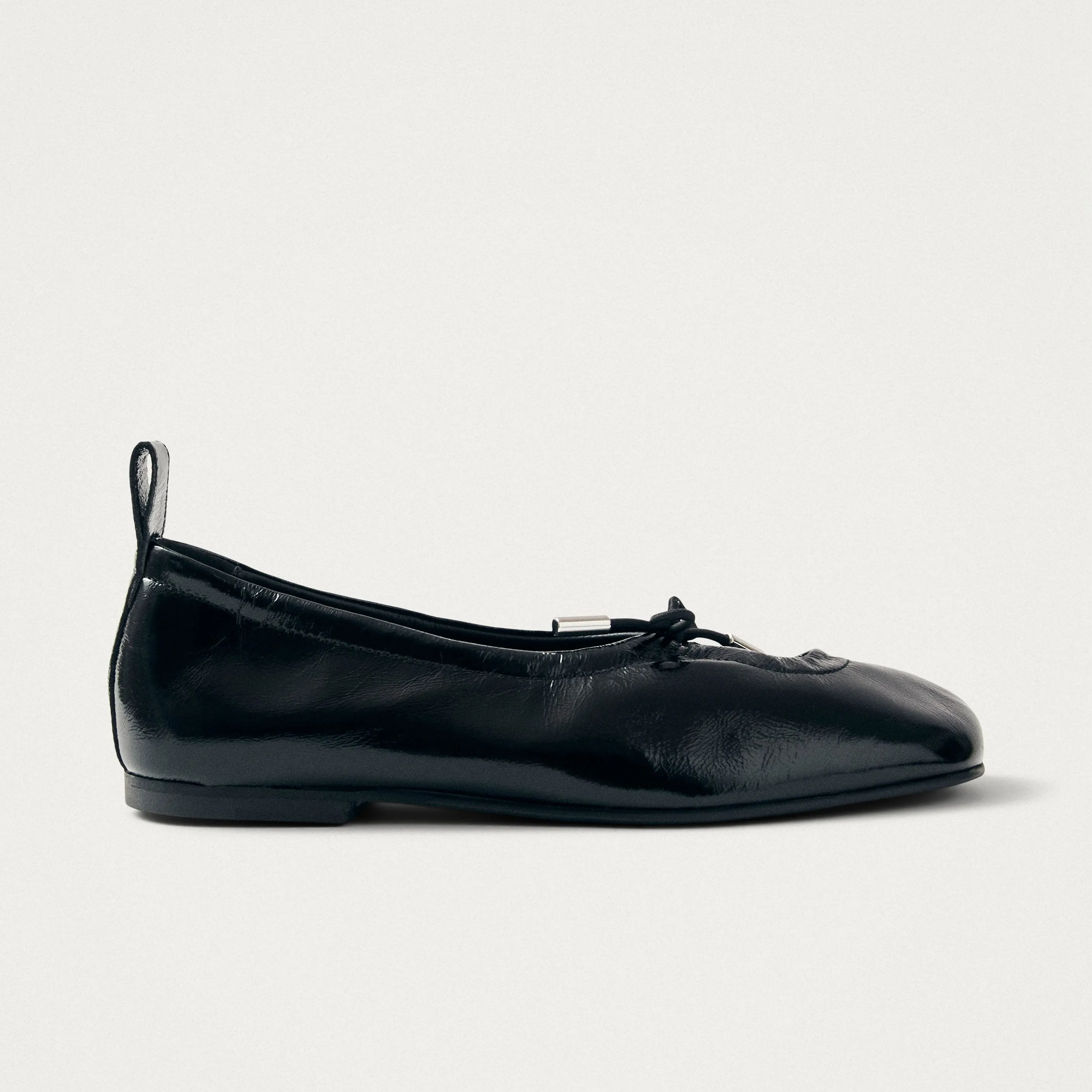 Rosalind Onix Black Leather Ballet Flats