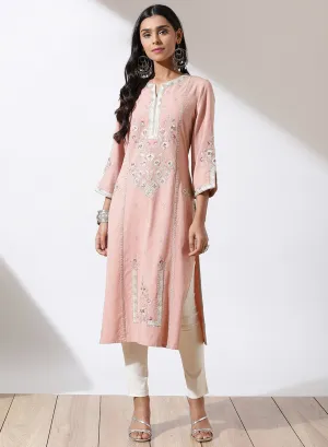 Rose Pink Phool Collection Kurta with Floral Embroidery