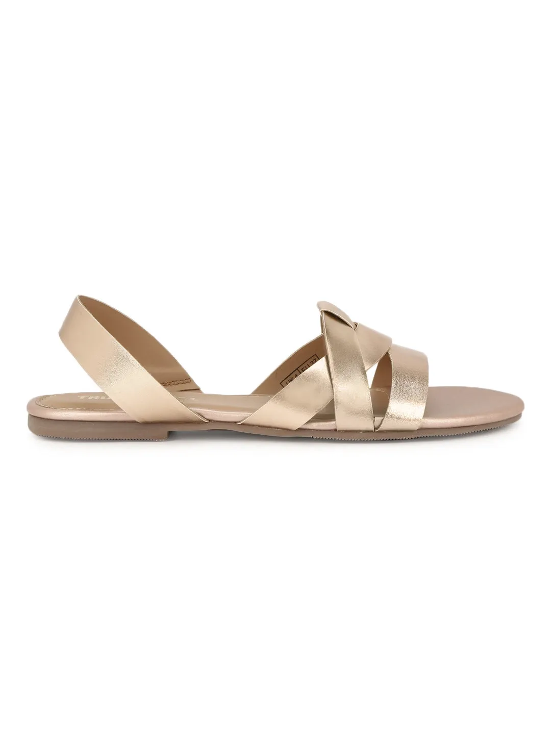 Rosegold PU Back Strap Flat Sandals