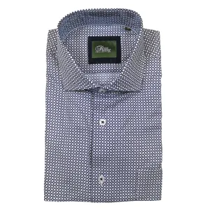 Rossini Navy Blue White Pattern LS Shirt