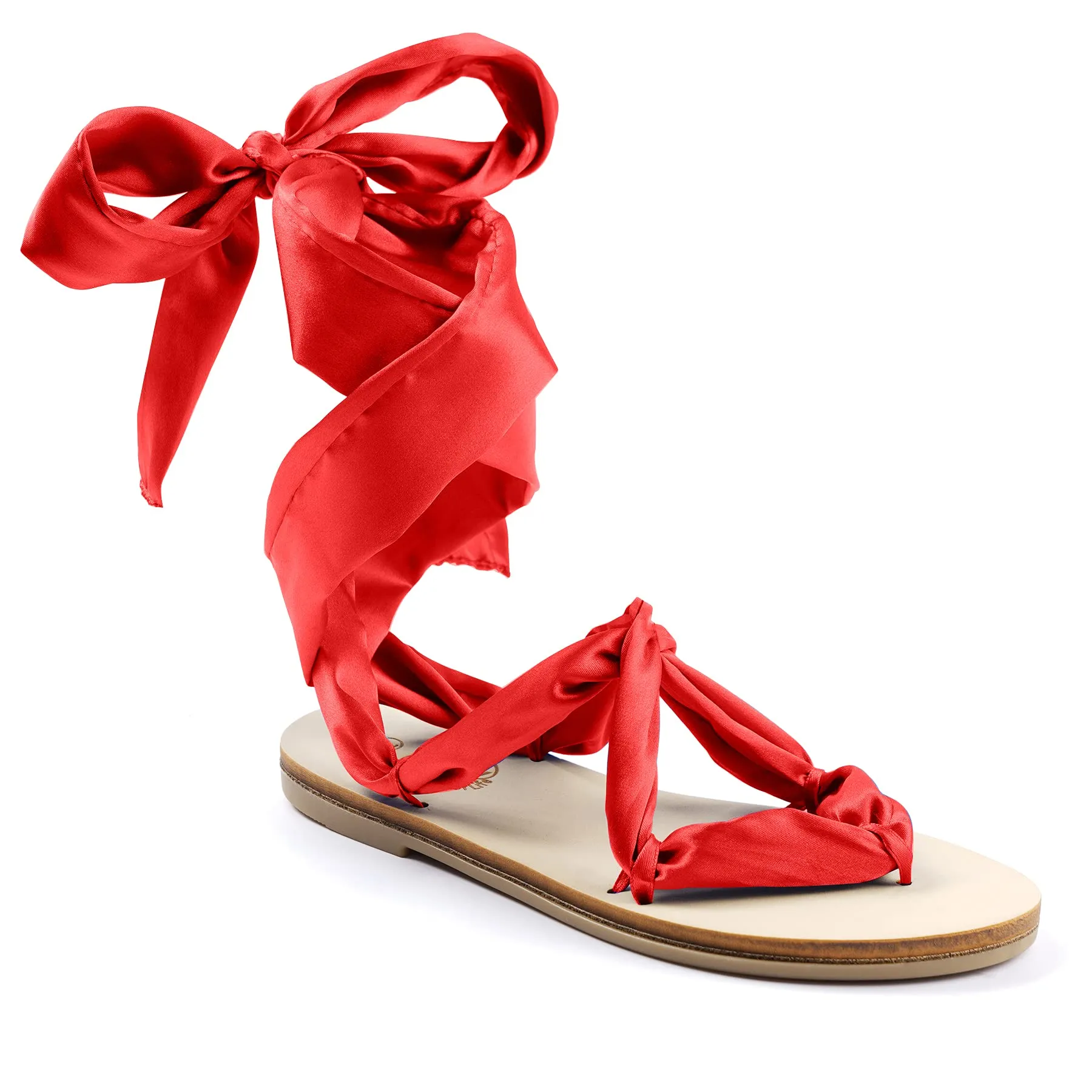 Silk Lace Up Open Toe Sandals