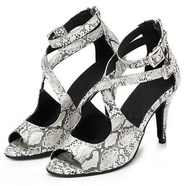 Snakeskin Print Salsa Dance Shoes Ballroom Latin Shoes