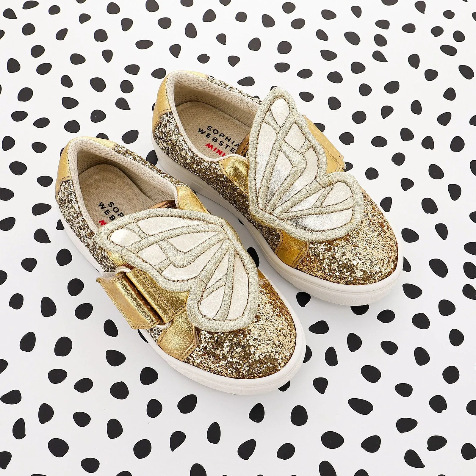 Sophia Webster Girls Butterfly Trainers in Gold