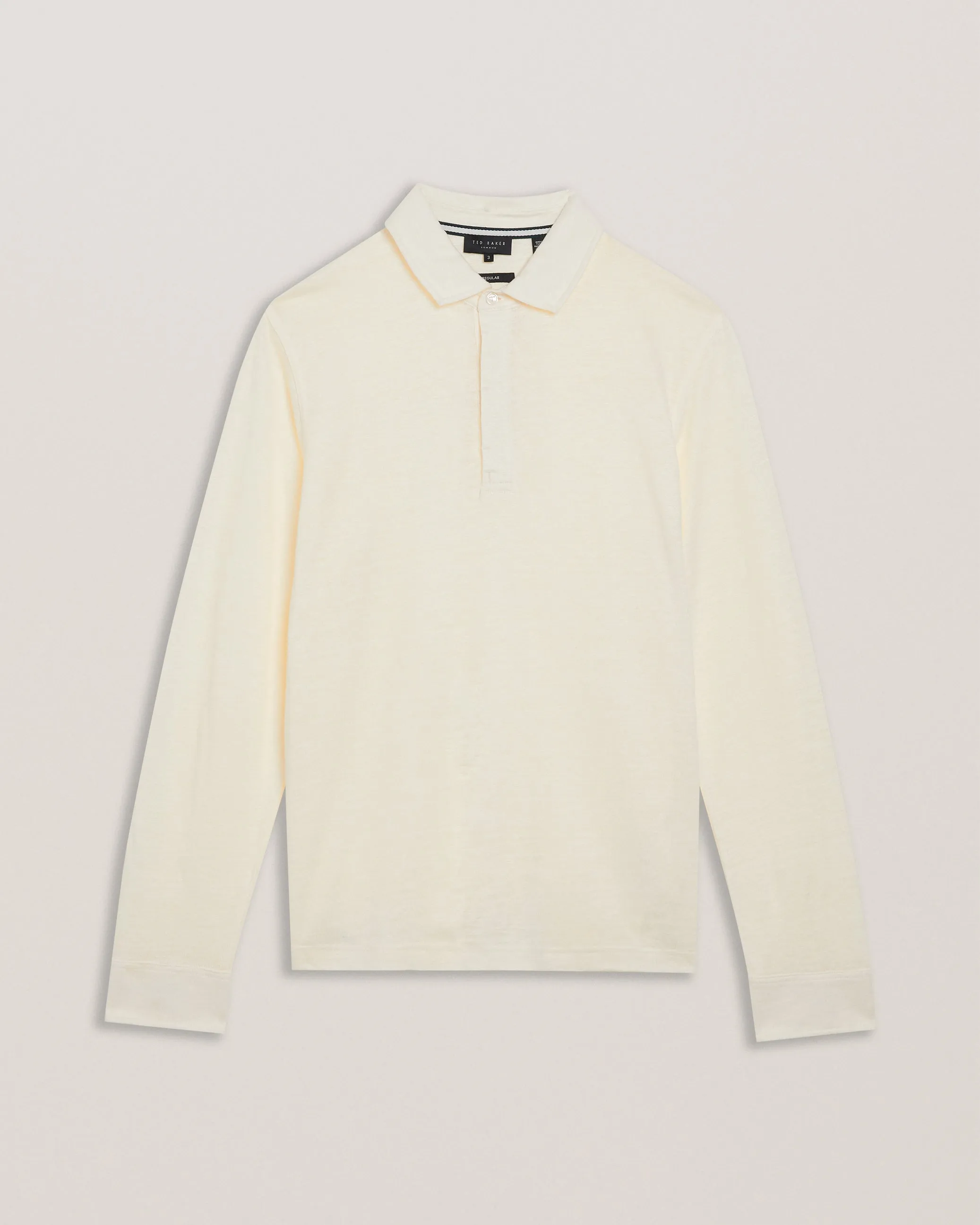 Taron Ls Regular Button Through Polo Ecru