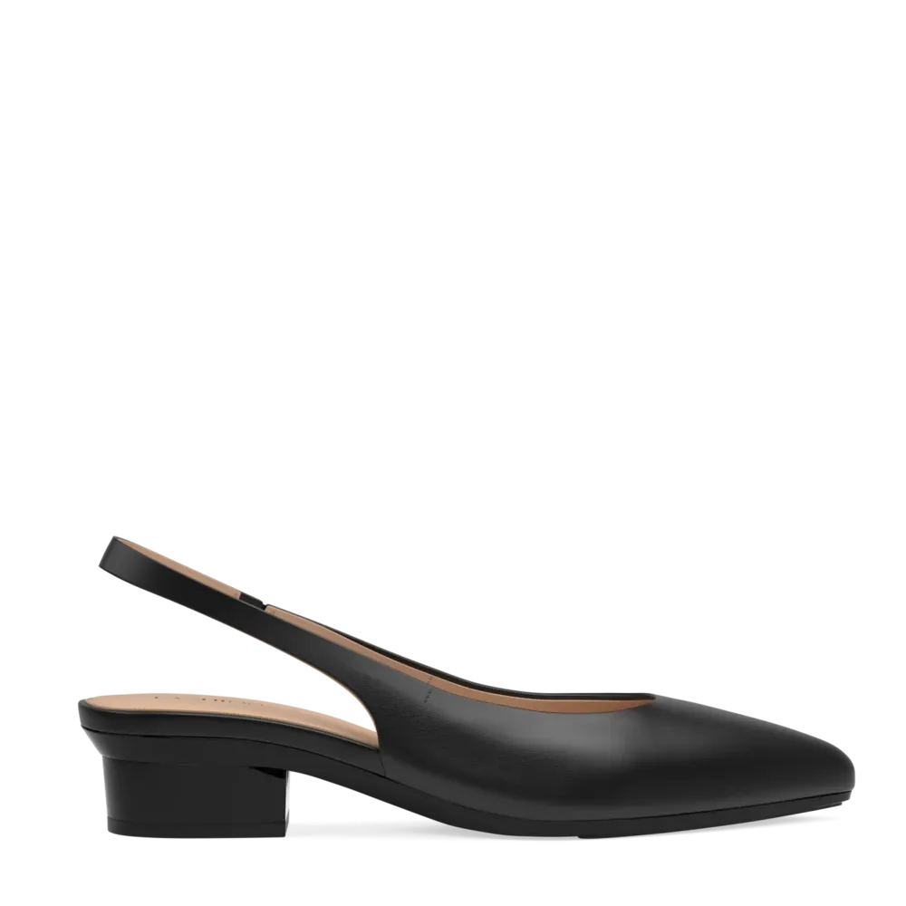 The Slingback - Coal Leather Flat