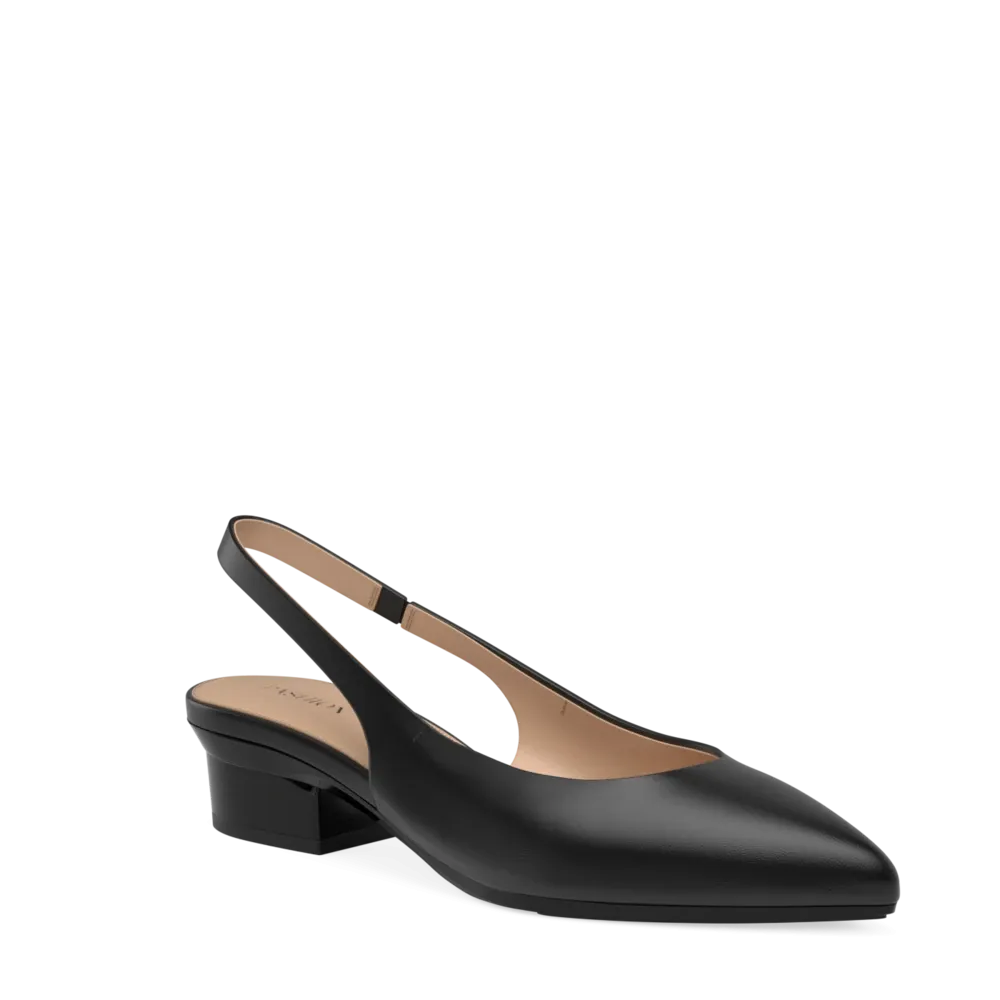 The Slingback - Coal Leather Flat