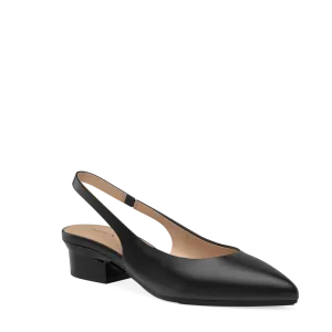 The Slingback - Coal Leather Flat