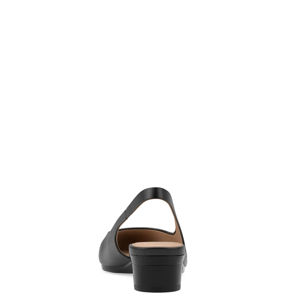 The Slingback - Coal Leather Flat