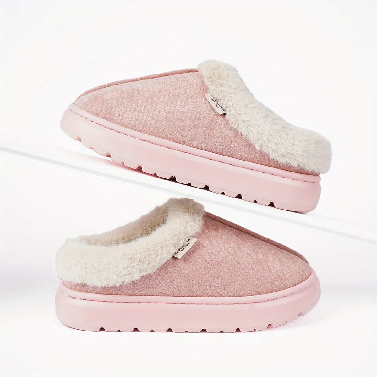 Ultra-Warm & Cozy Plush-Lined Slippers for Women - Slippers with Thick, Cushioned Sole, Warm Indoor Home Shoes, Rubber Sole, and Anti-Slip Design for Comfortable Walking