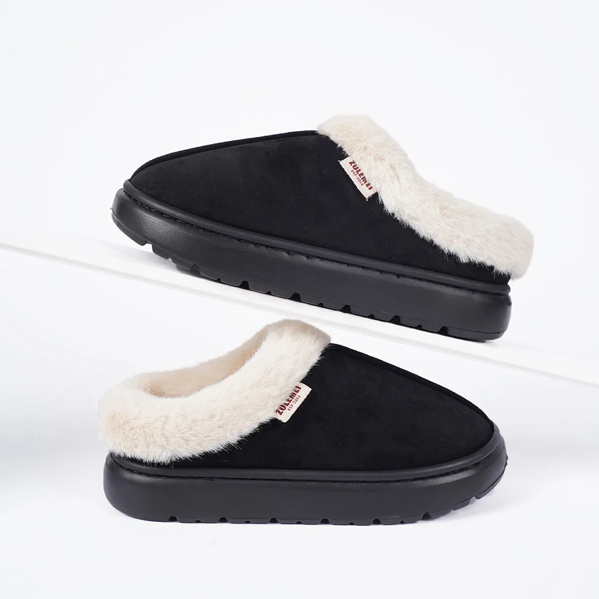 Ultra-Warm & Cozy Plush-Lined Slippers for Women - Slippers with Thick, Cushioned Sole, Warm Indoor Home Shoes, Rubber Sole, and Anti-Slip Design for Comfortable Walking