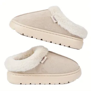 Ultra-Warm & Cozy Plush-Lined Slippers for Women - Slippers with Thick, Cushioned Sole, Warm Indoor Home Shoes, Rubber Sole, and Anti-Slip Design for Comfortable Walking