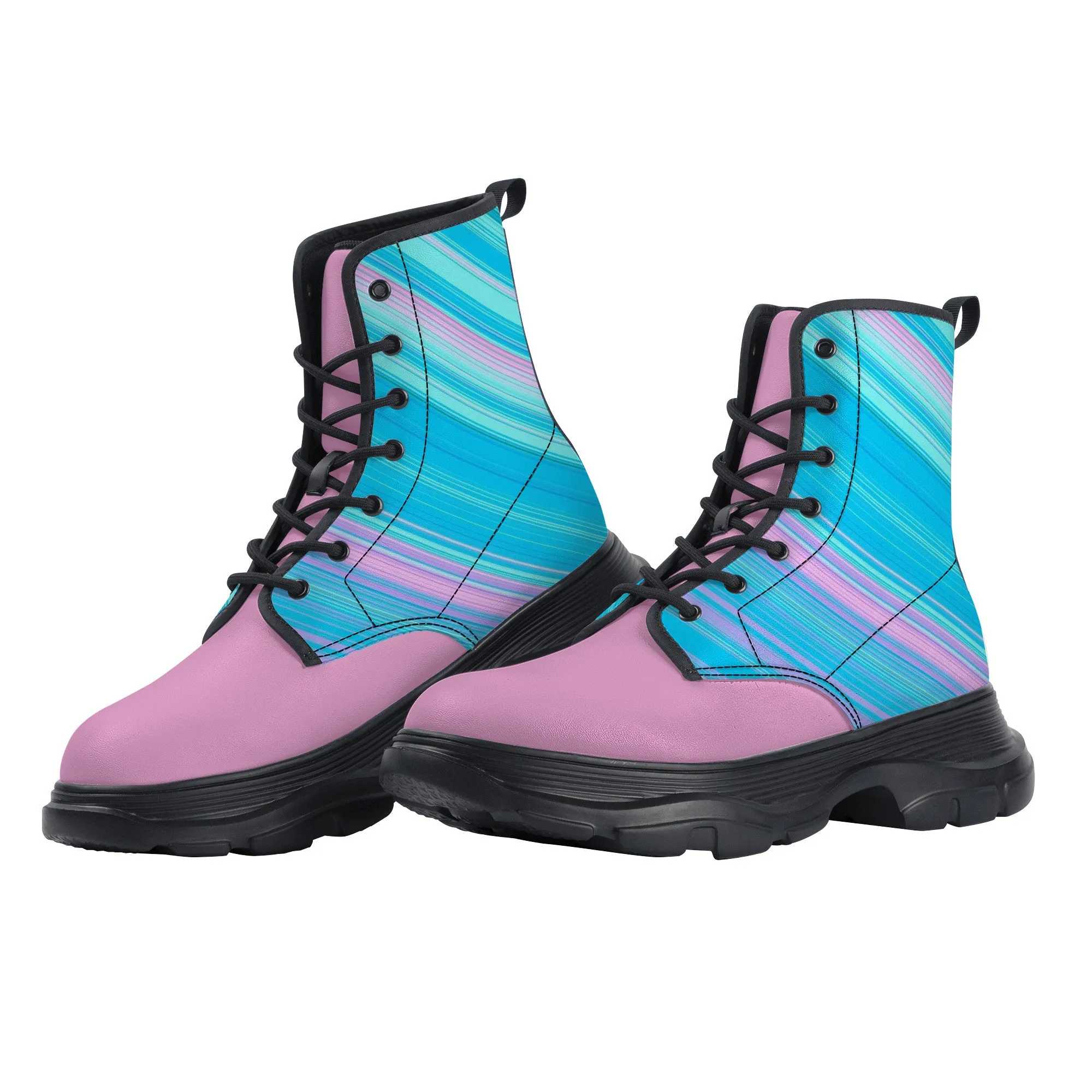 Unisex Chunky Boots - Blue/Pink