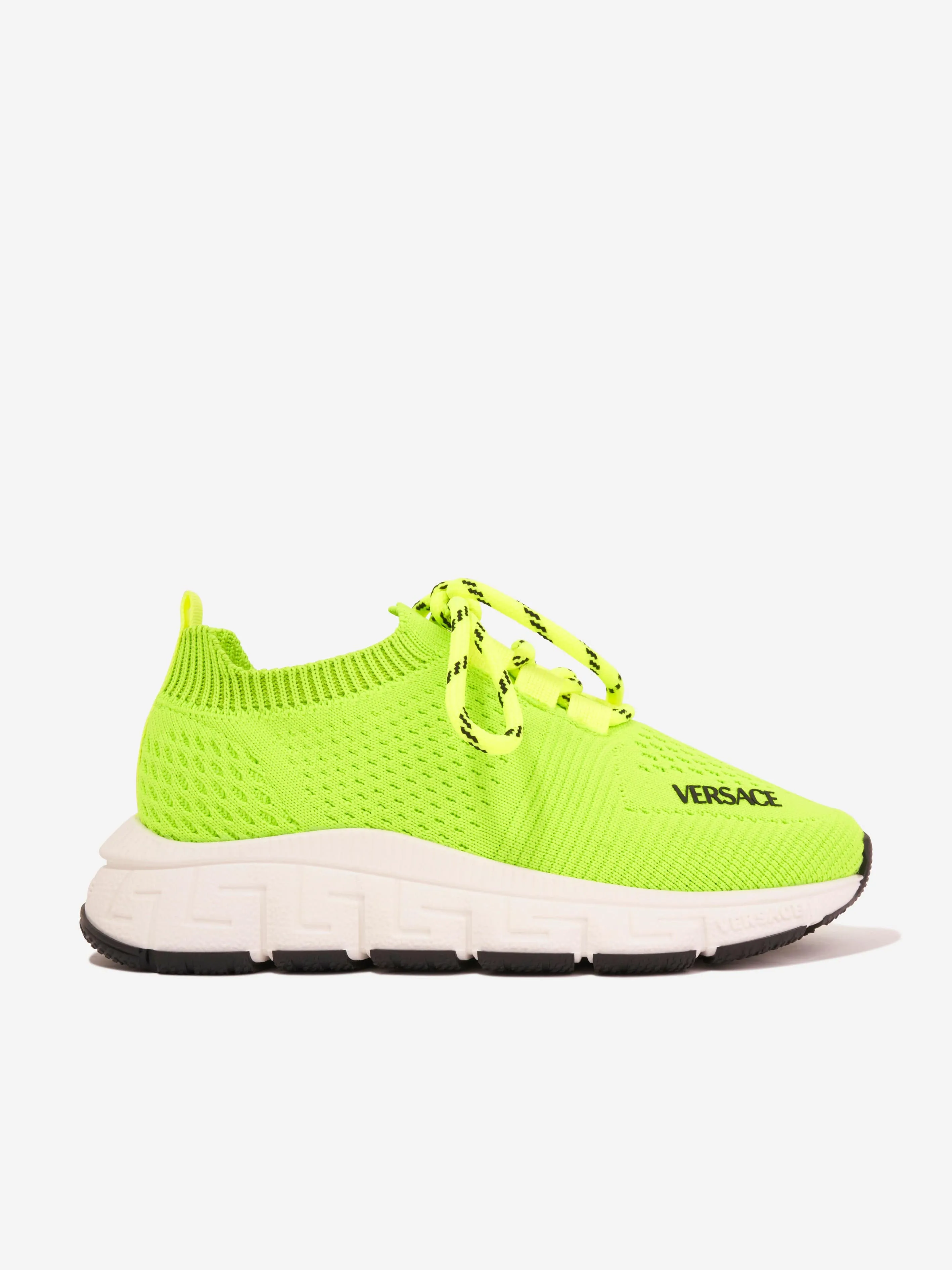 Versace Kids Logo Slip On Trainers in Neon Yellow