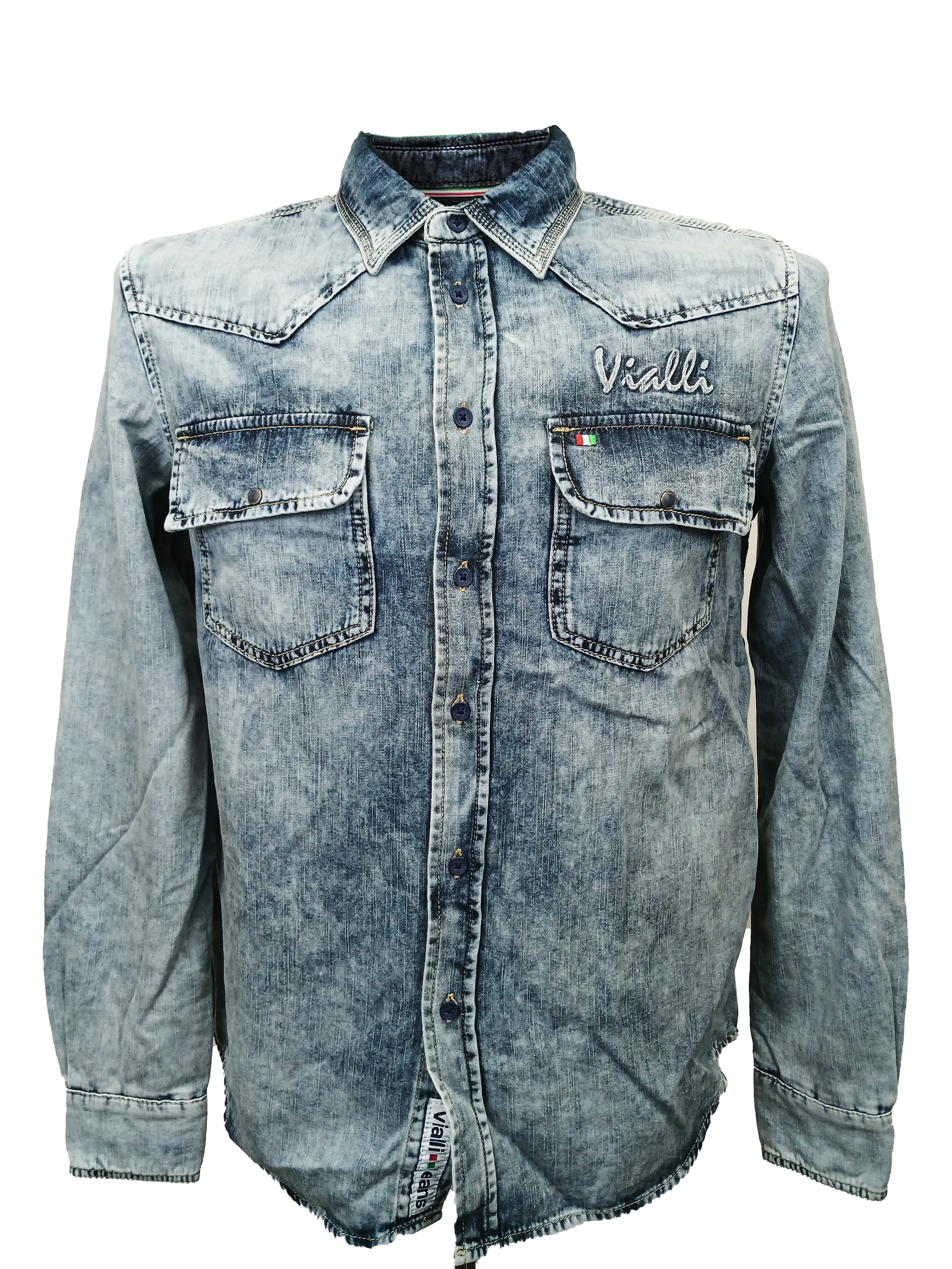 Vialli Bublioni Italia Denim Blue Shirt