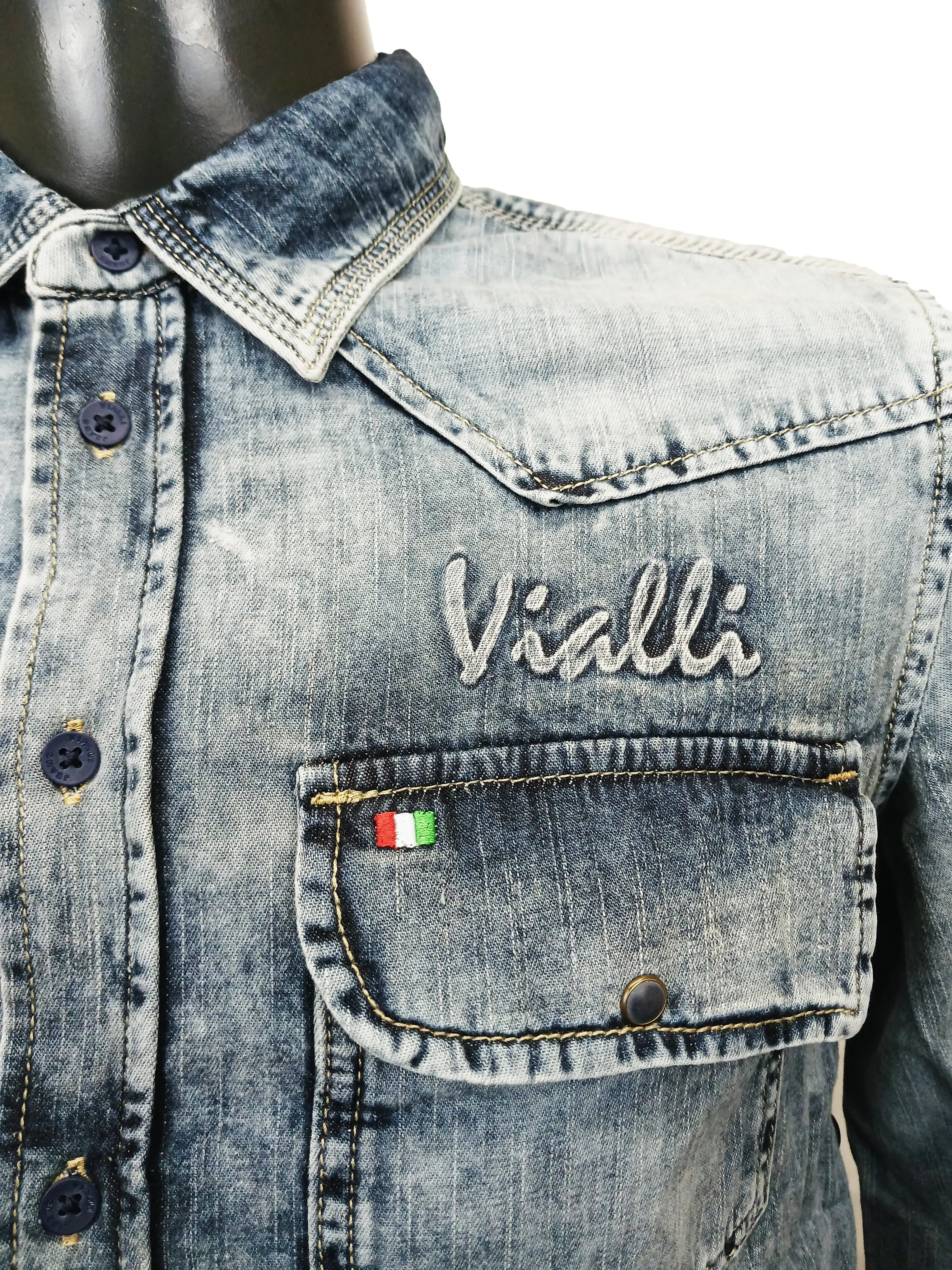 Vialli Bublioni Italia Denim Blue Shirt