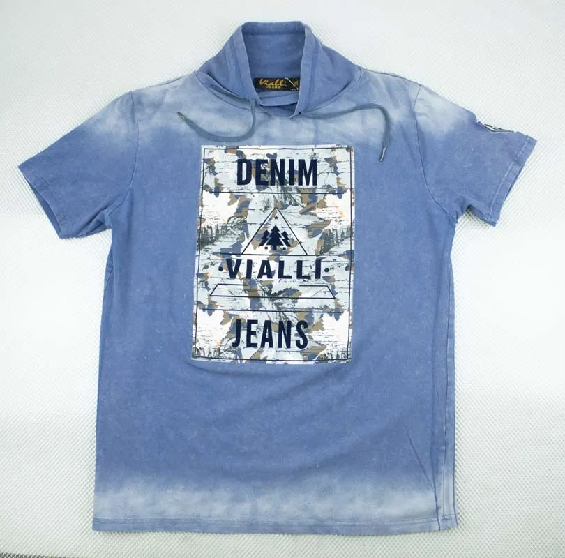 Vialli Denim Blue Snood T-shirt