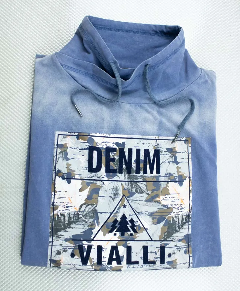 Vialli Denim Blue Snood T-shirt