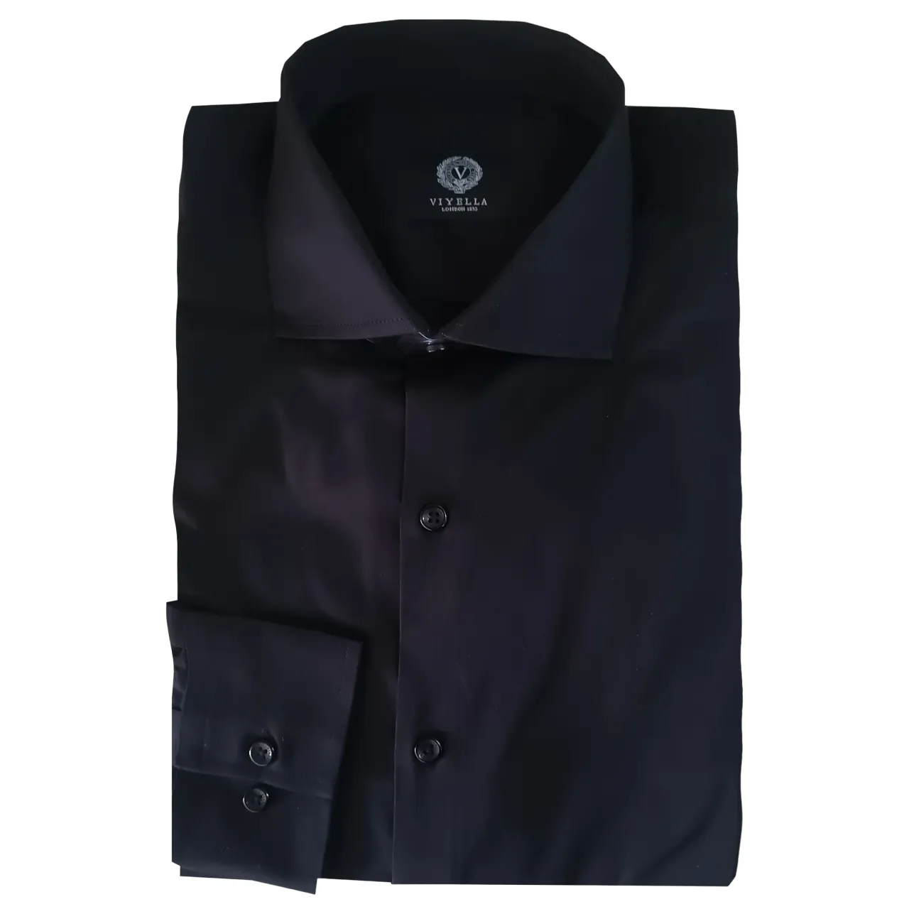 Viyella Mens Formal Plain Black LS Shirt